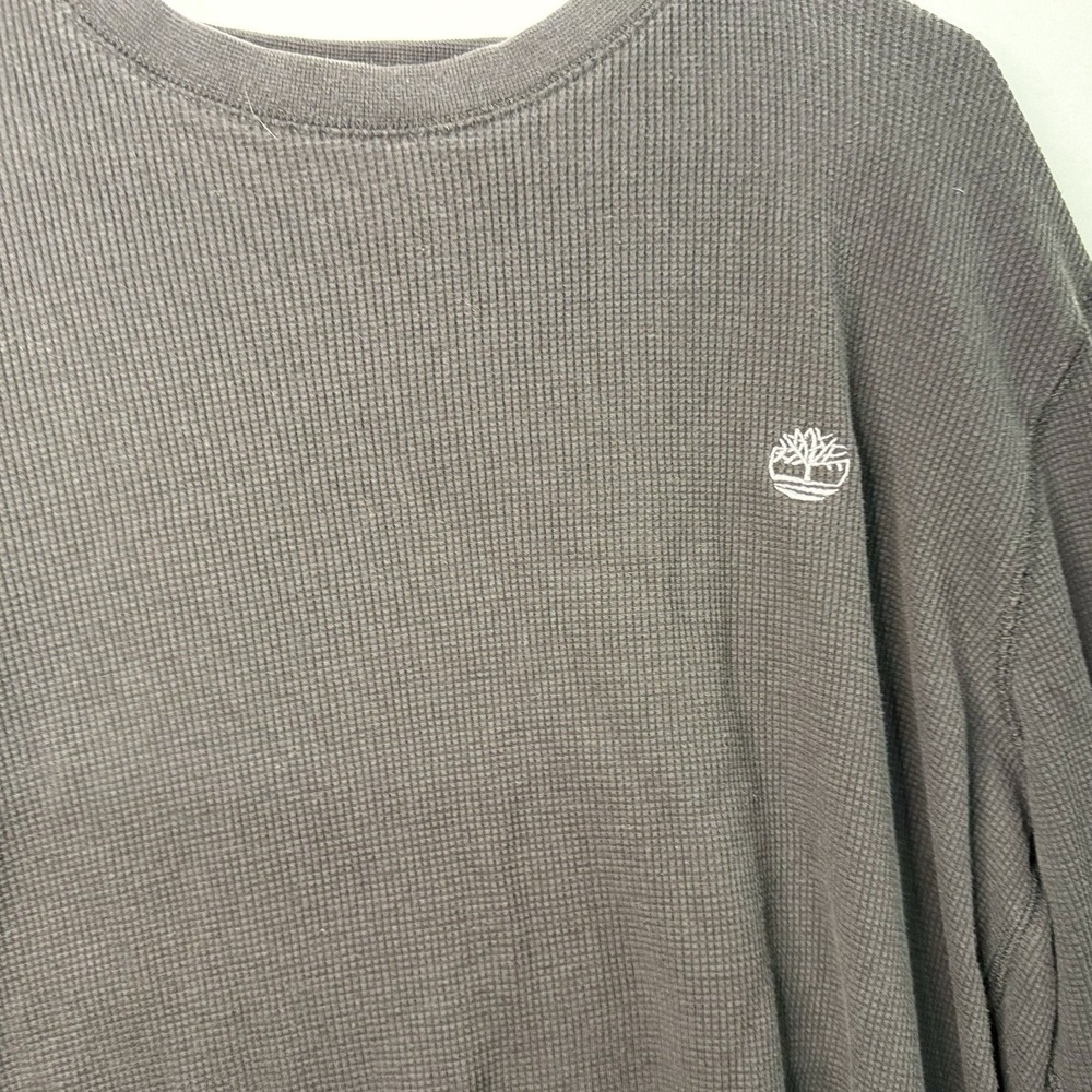 Timberland Men's Large Waffle Knit Long Sleeve T-Shirt Dark Gray Thermal Top - Picture 5 of 7